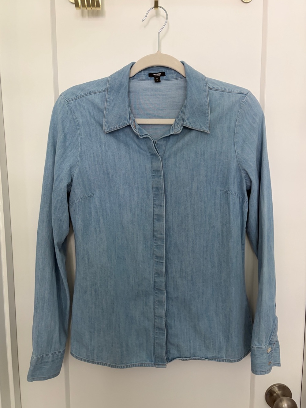 Express Portofino Chambray Button Front Shirt - Size Small